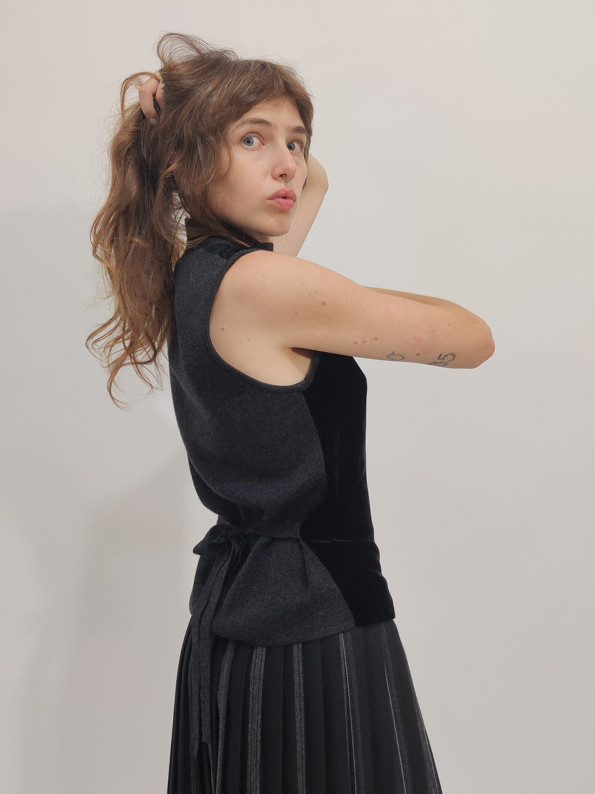 Wool And Velour Turtleneck Top