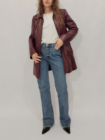 Burgundy Leather Coat