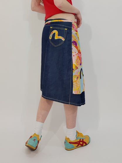 Evisu Vintage Denim Wrap Skirt