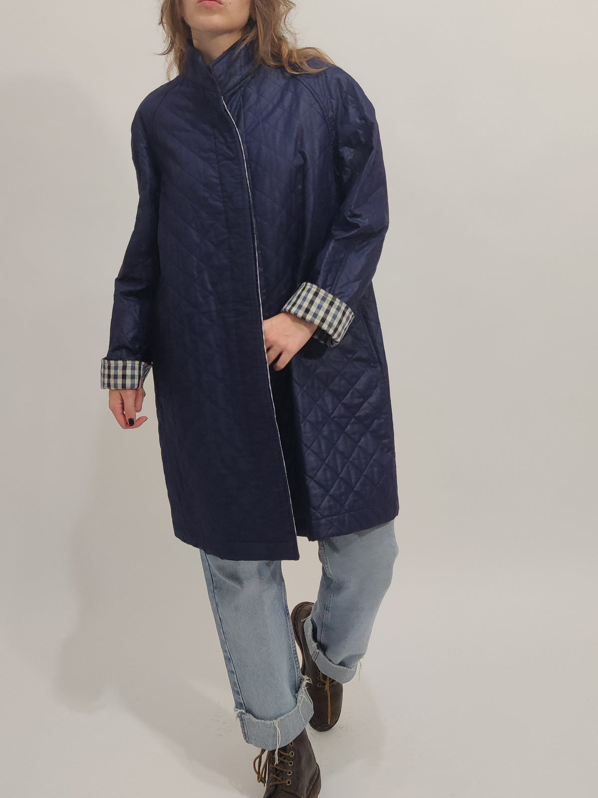 Vintage Navy Matelassé Trench