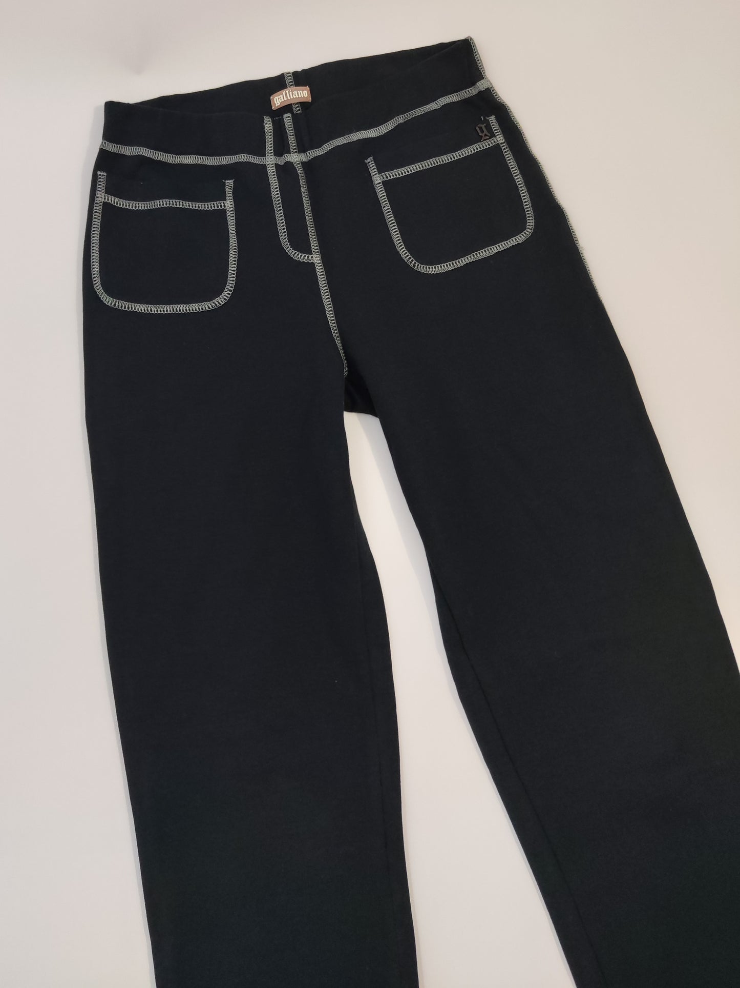 John Galliano Contrast Stitching Black Pants