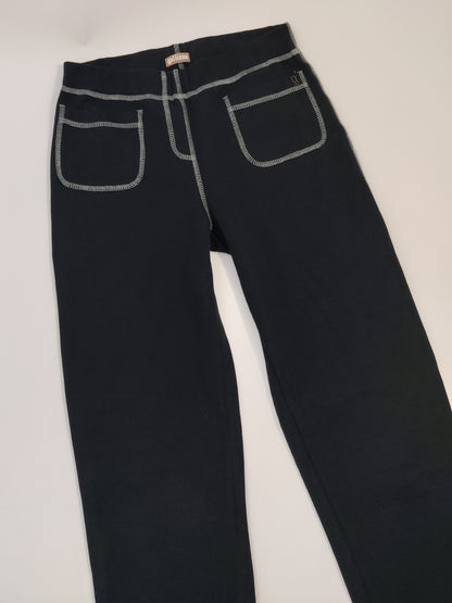 John Galliano Contrast Stitching Black Pants