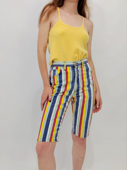 Striped Denim Shorts