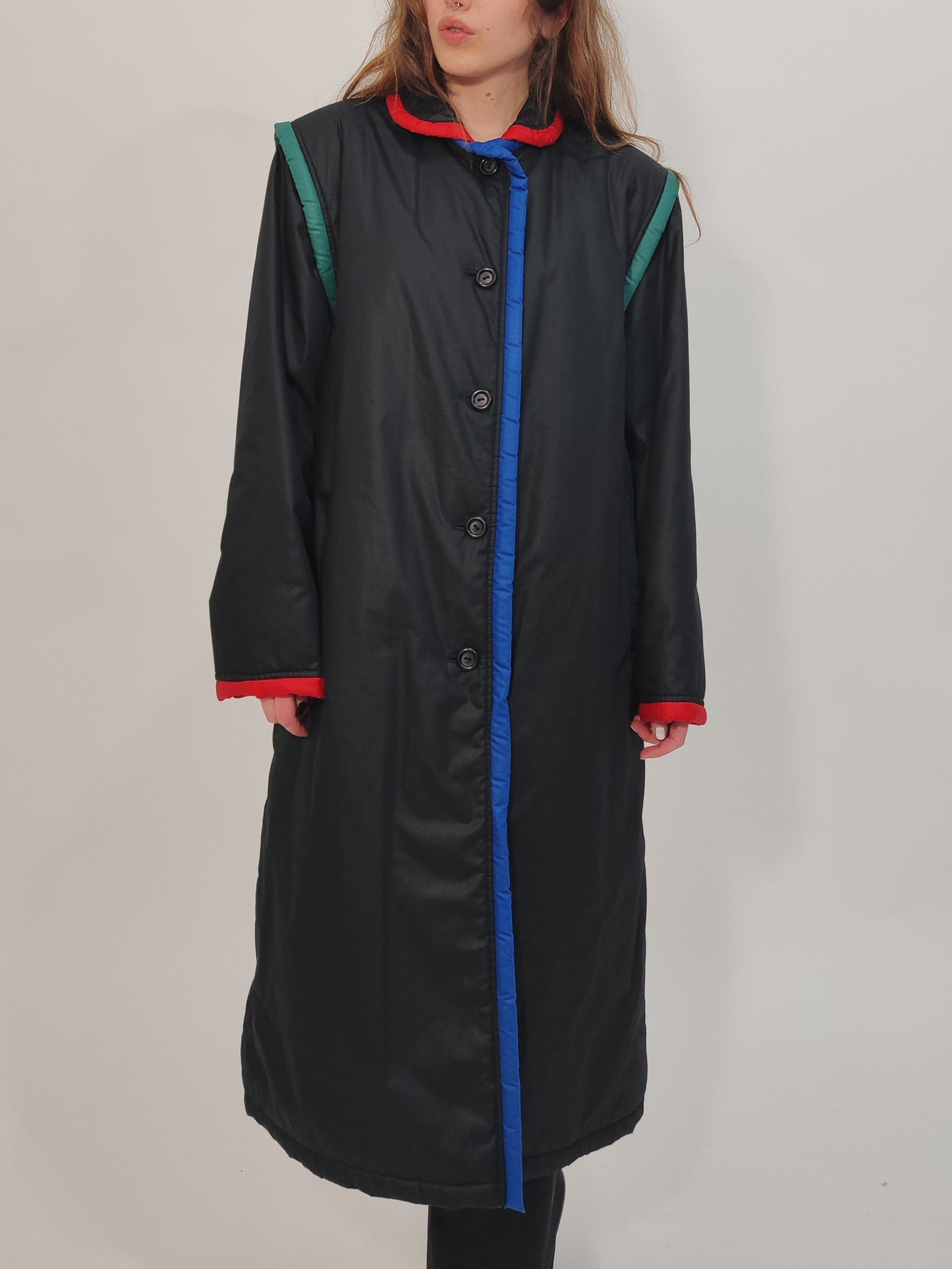 '80s Vintage Color Block Trench Coat