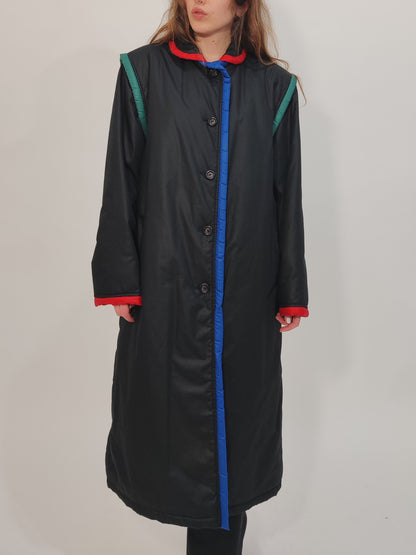 '80s Vintage Color Block Trench Coat