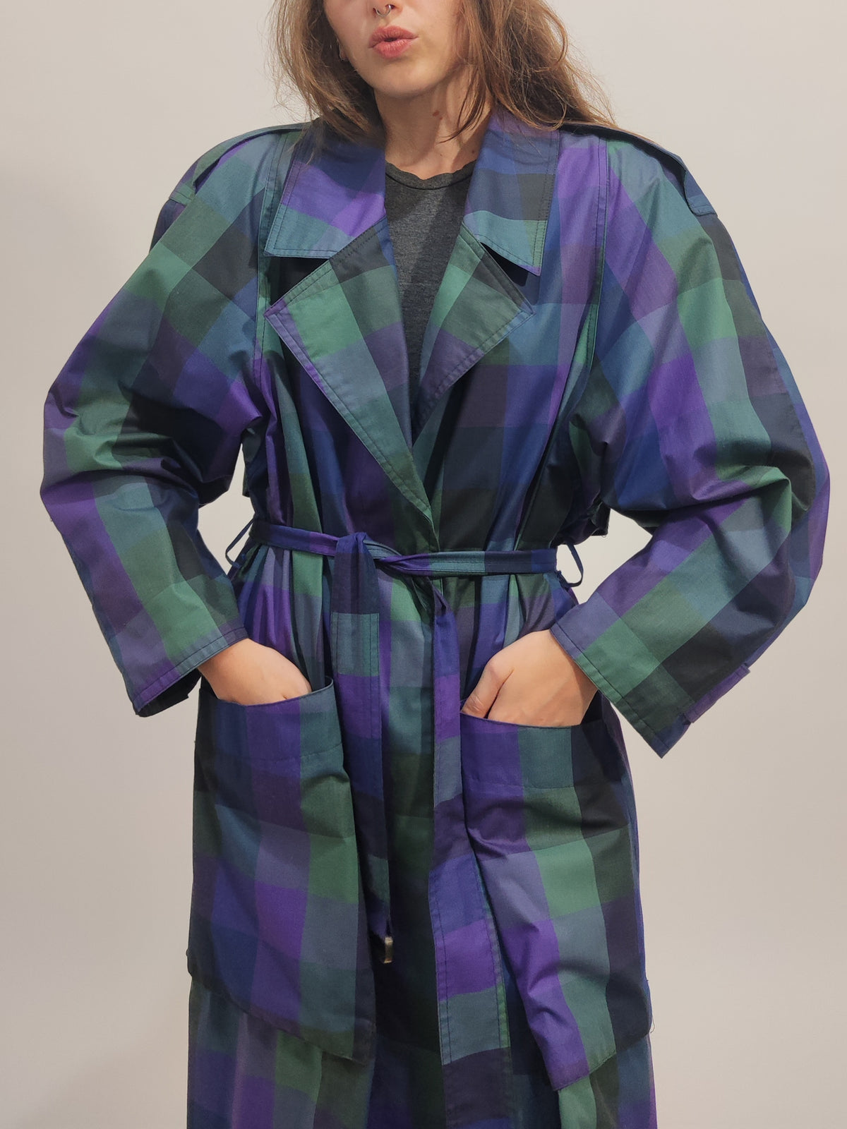 Made in Korea Vintage Checkered Trench