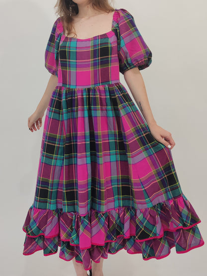 '80s Vintage Tailored Checkered Dress