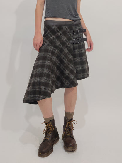 Y2K Vintage Asymmetrical Tartan Skirt