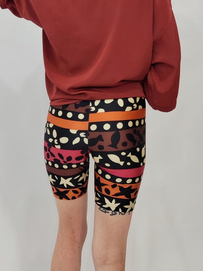 Vintage Biker Shorts - Stripes & Fish