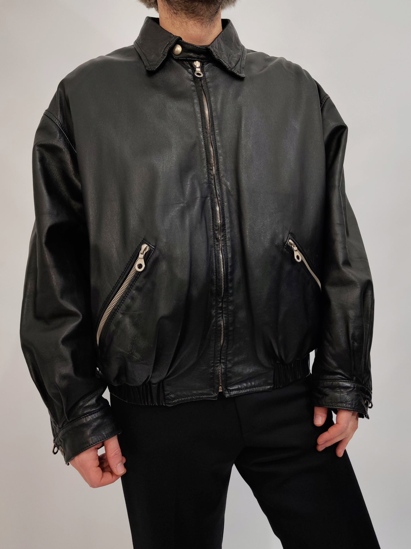 ARCHIVE - 1995 Iceberg Leather Bomber - Tom & Jerry Reflective Patch