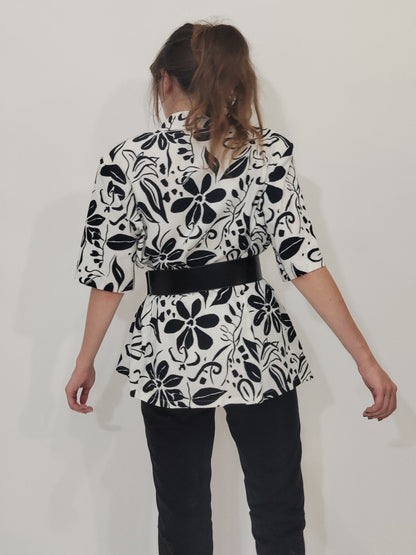 Black and White Floral Vintage Blazer