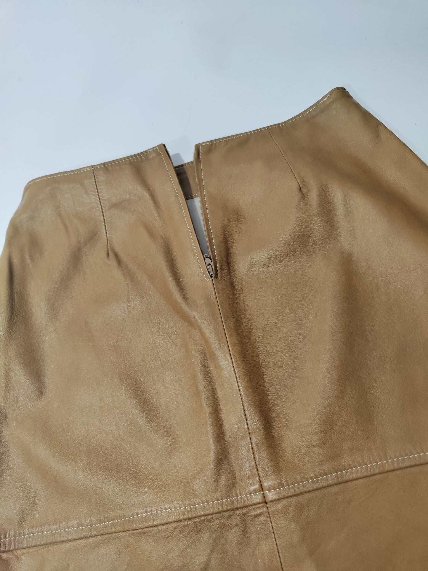 Ferrè Tan Leather Skirt