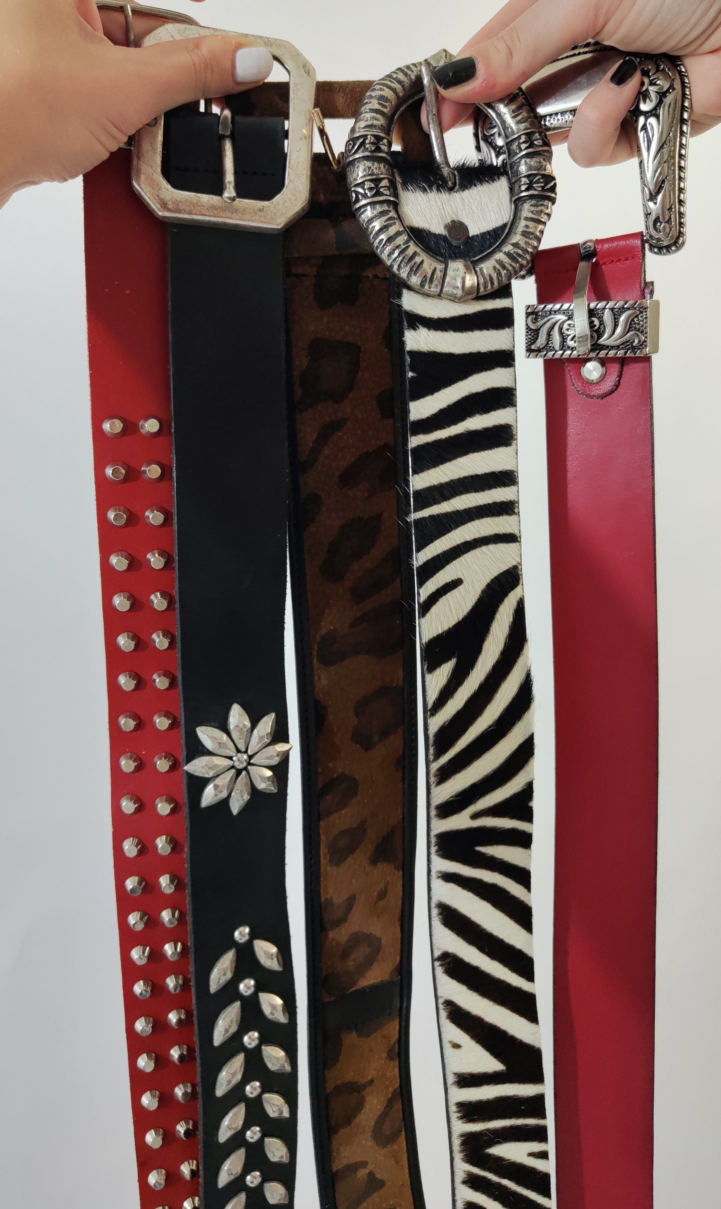 Red Leather Western Belt - Small Defect