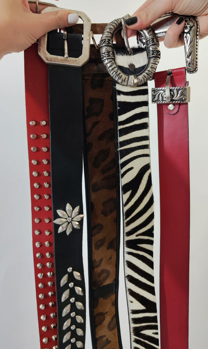 Red Leather Western Belt - Small Defect