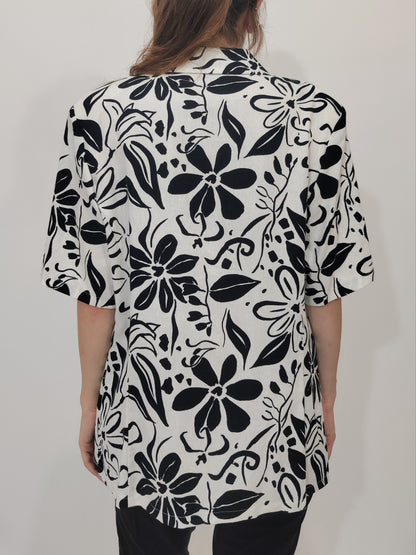 Black and White Floral Vintage Blazer