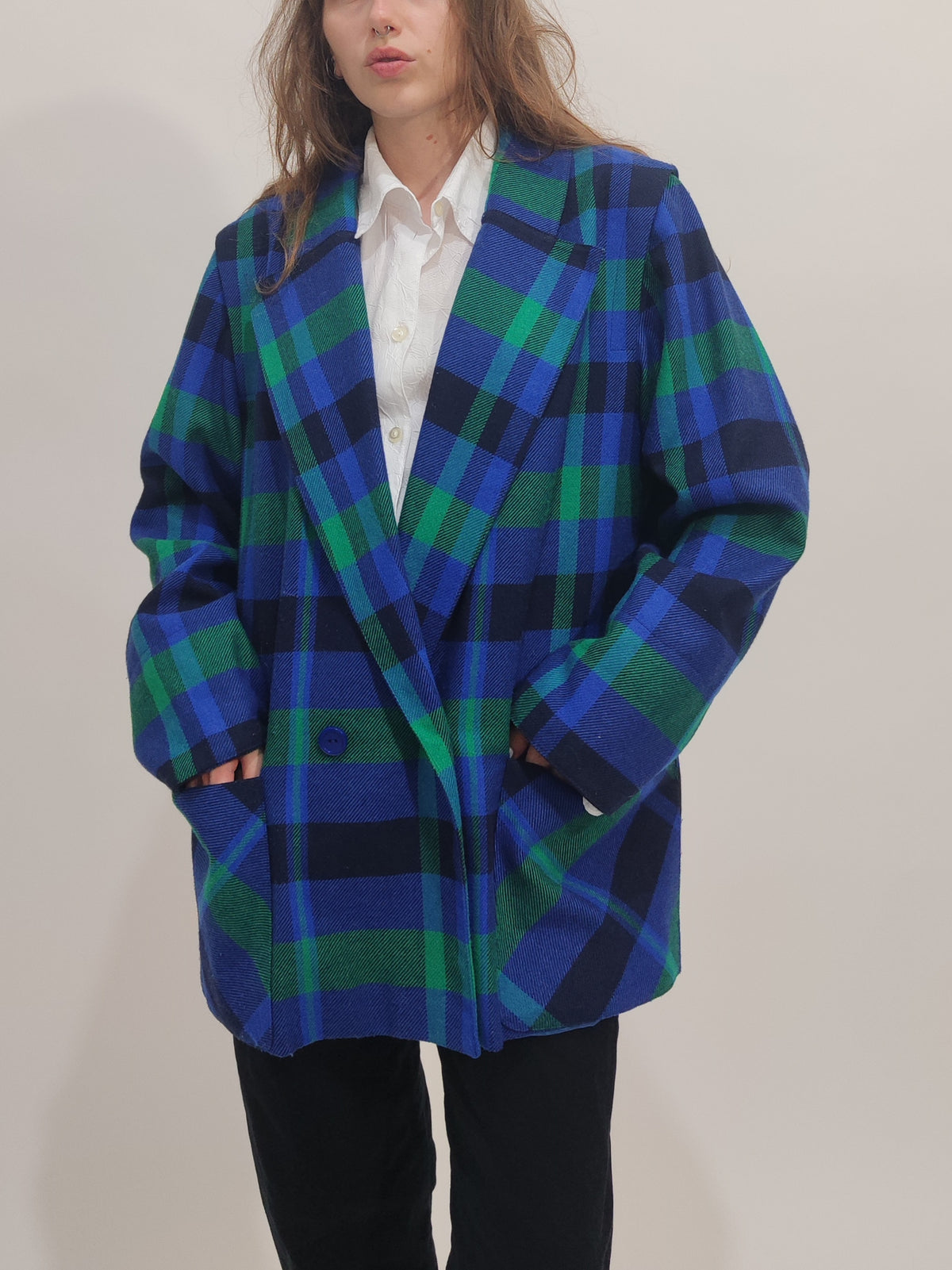 Vintage Checkered Oversized Blazer