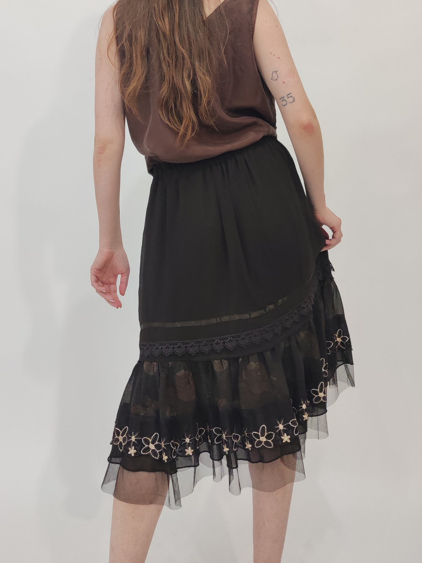 '90s Brown Mesh Skirt M/L