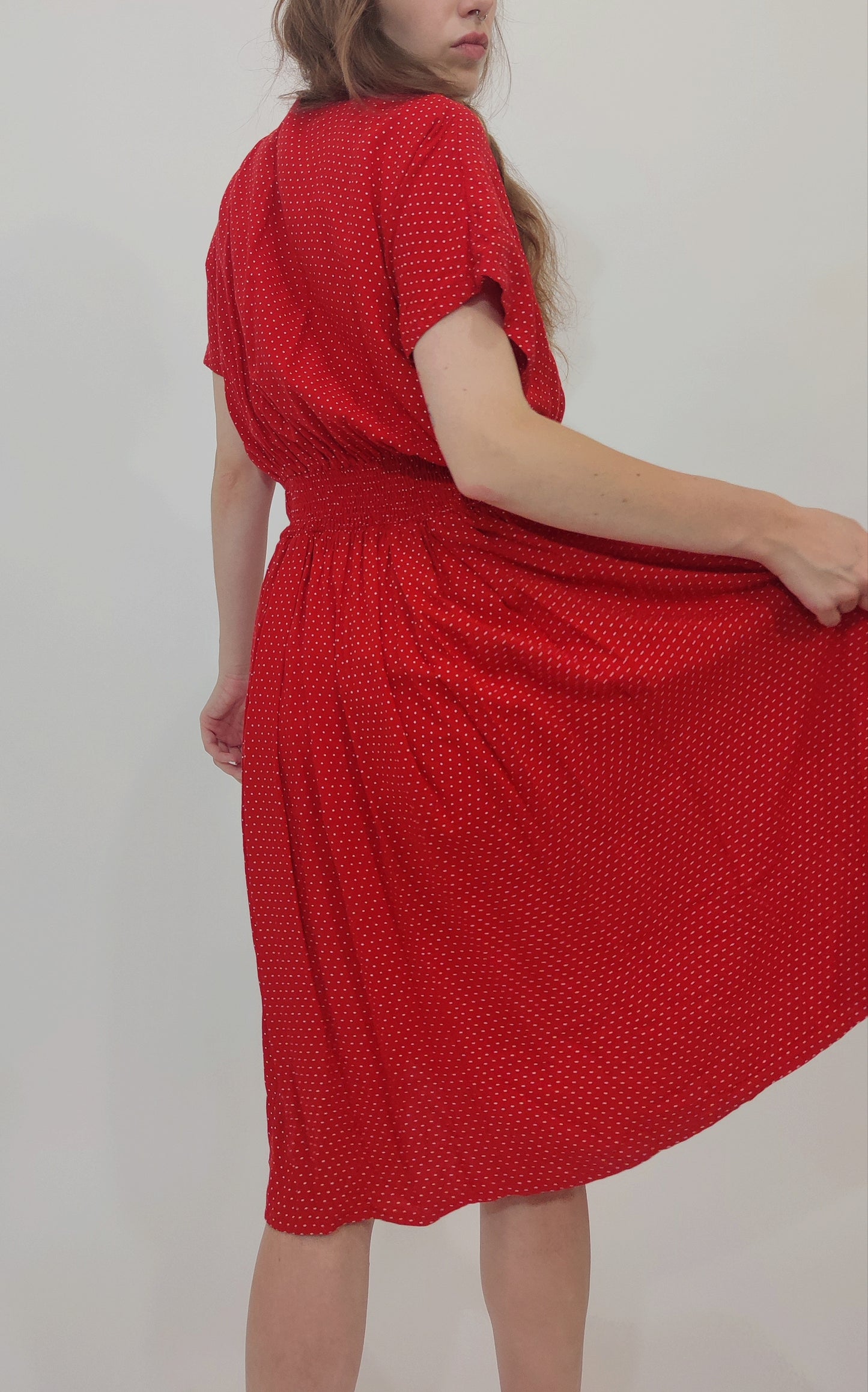 ‘80s Vintage Polka Dot Dress - M/L - Small Def.