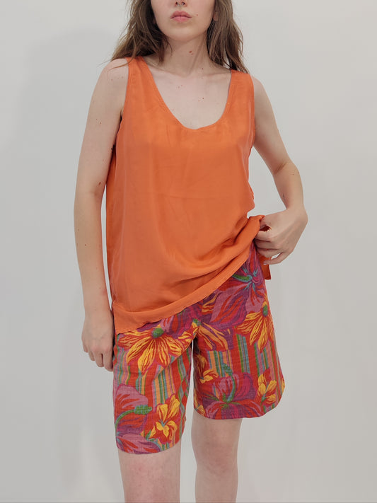 Vintage 100% Silk Top - Orange