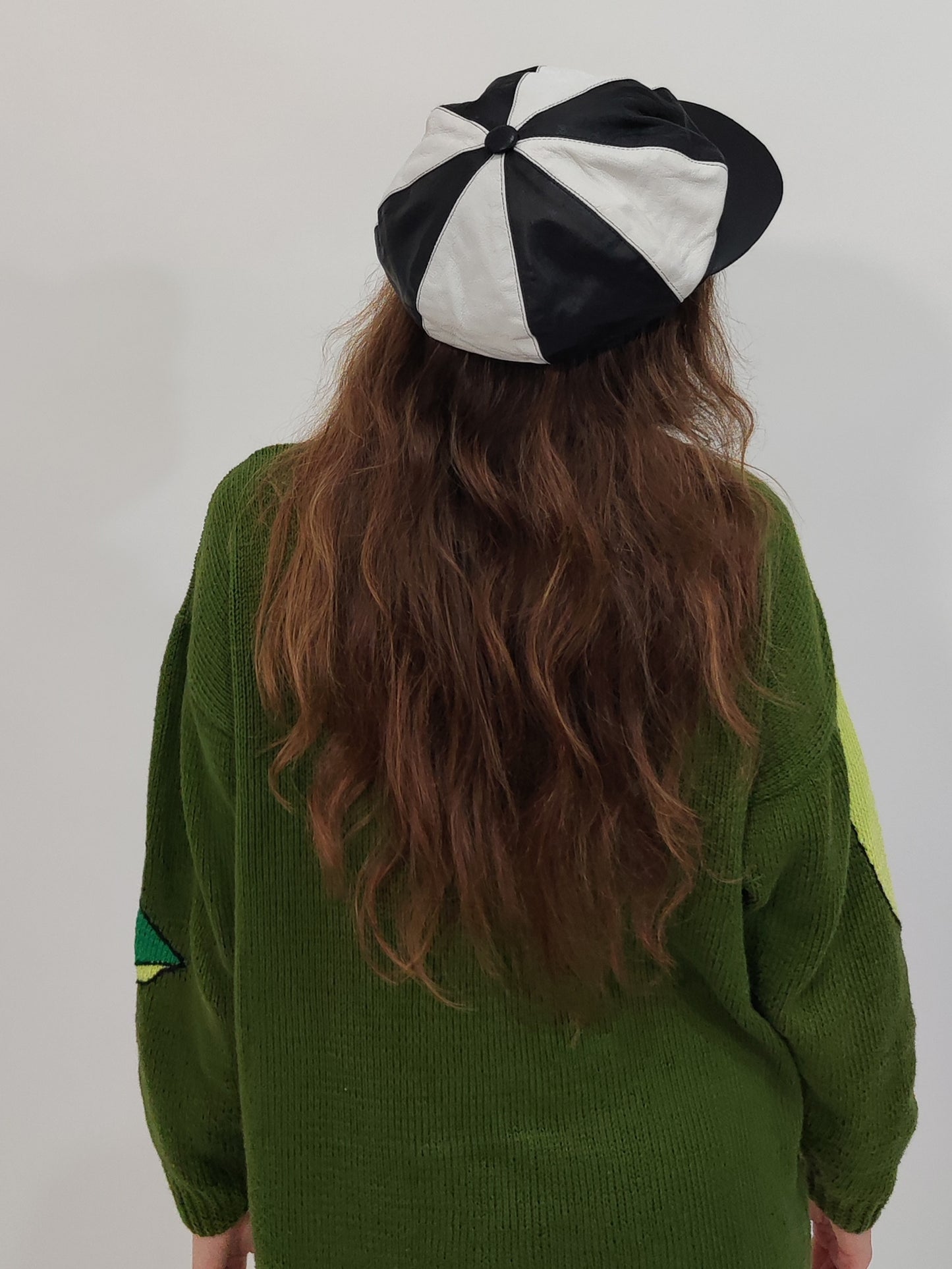 '90s Vintage Real Leather Newsboy Hat