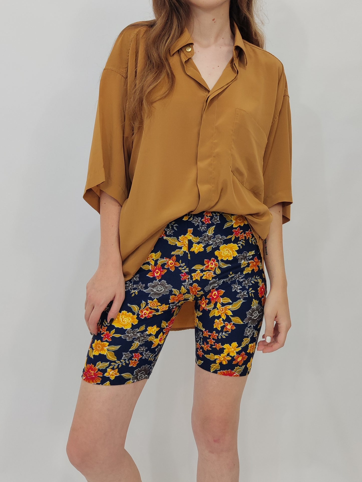 Vintage Biker Shorts - Floral Navy