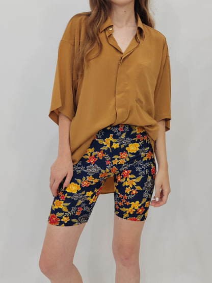 Vintage Biker Shorts - Floral Navy