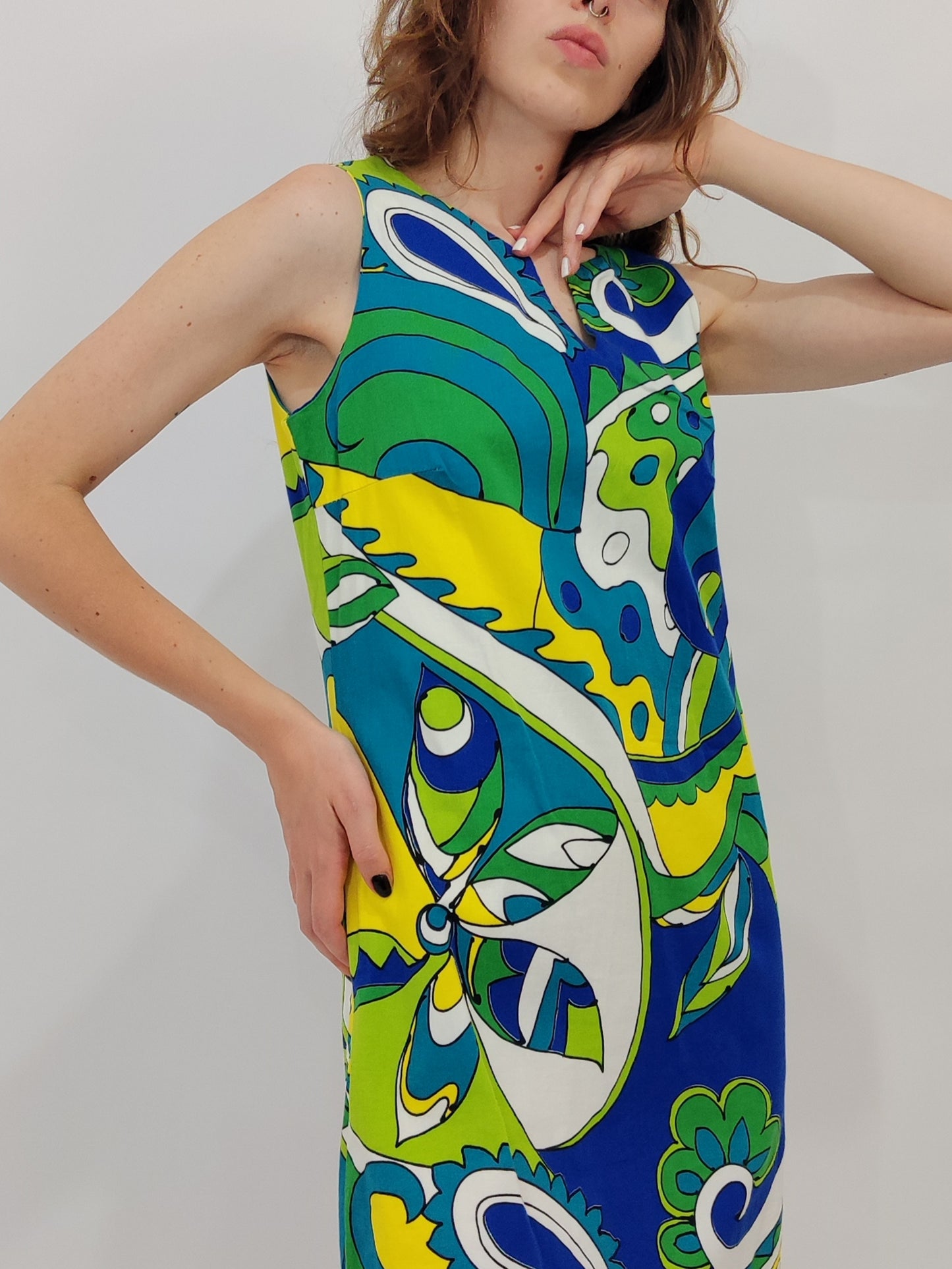 Vintage Abstract Print Dress