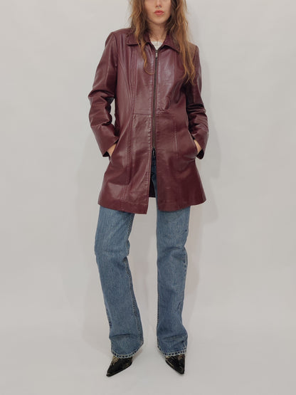 Burgundy Leather Coat