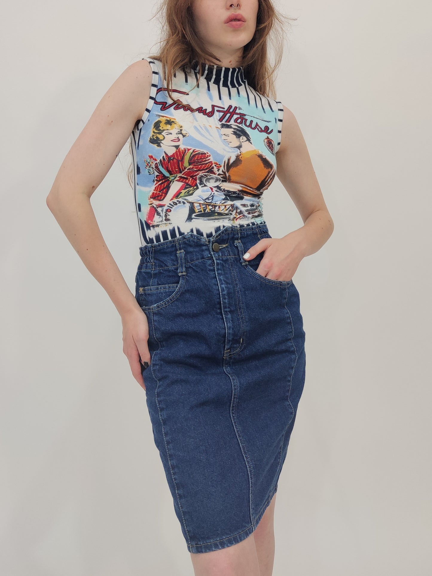 Late '80s Denim Pencil Skirt