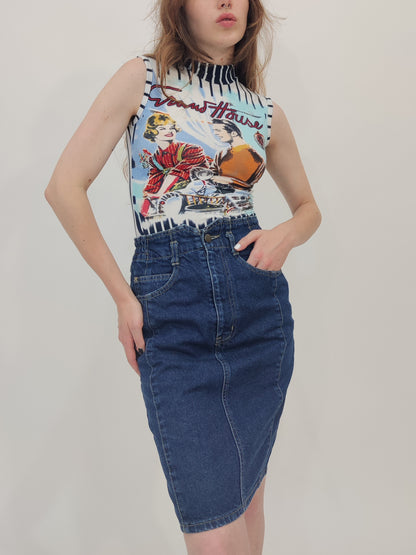 Late '80s Denim Pencil Skirt