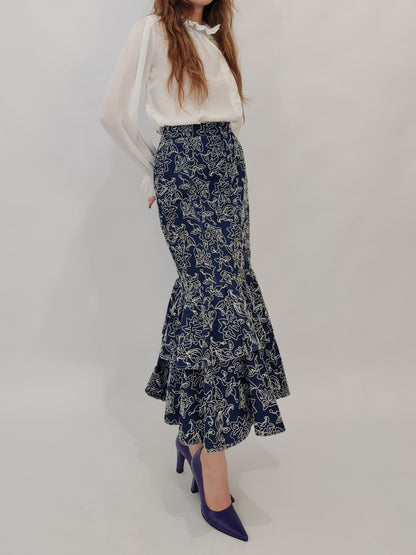 Fortuna Denim Embroidered Skirt