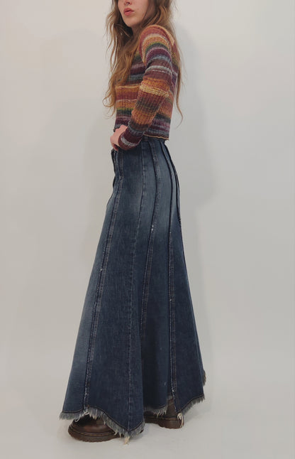 Roccobarocco Vintage Long Denim Skirt