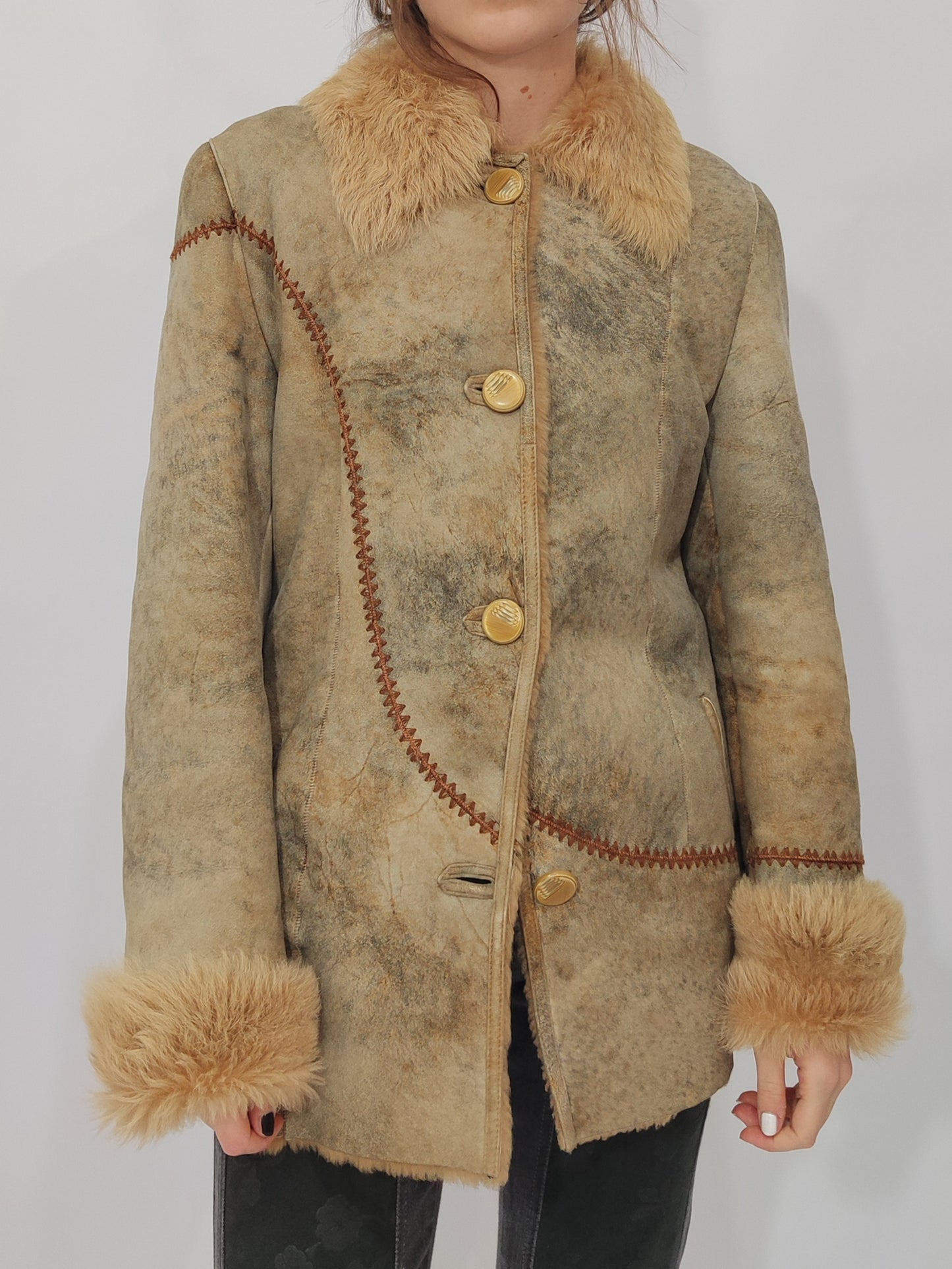 '90s Boho Shearling Coat