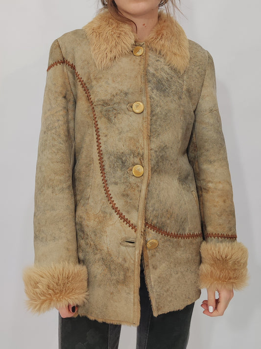 '90s Boho Shearling Coat