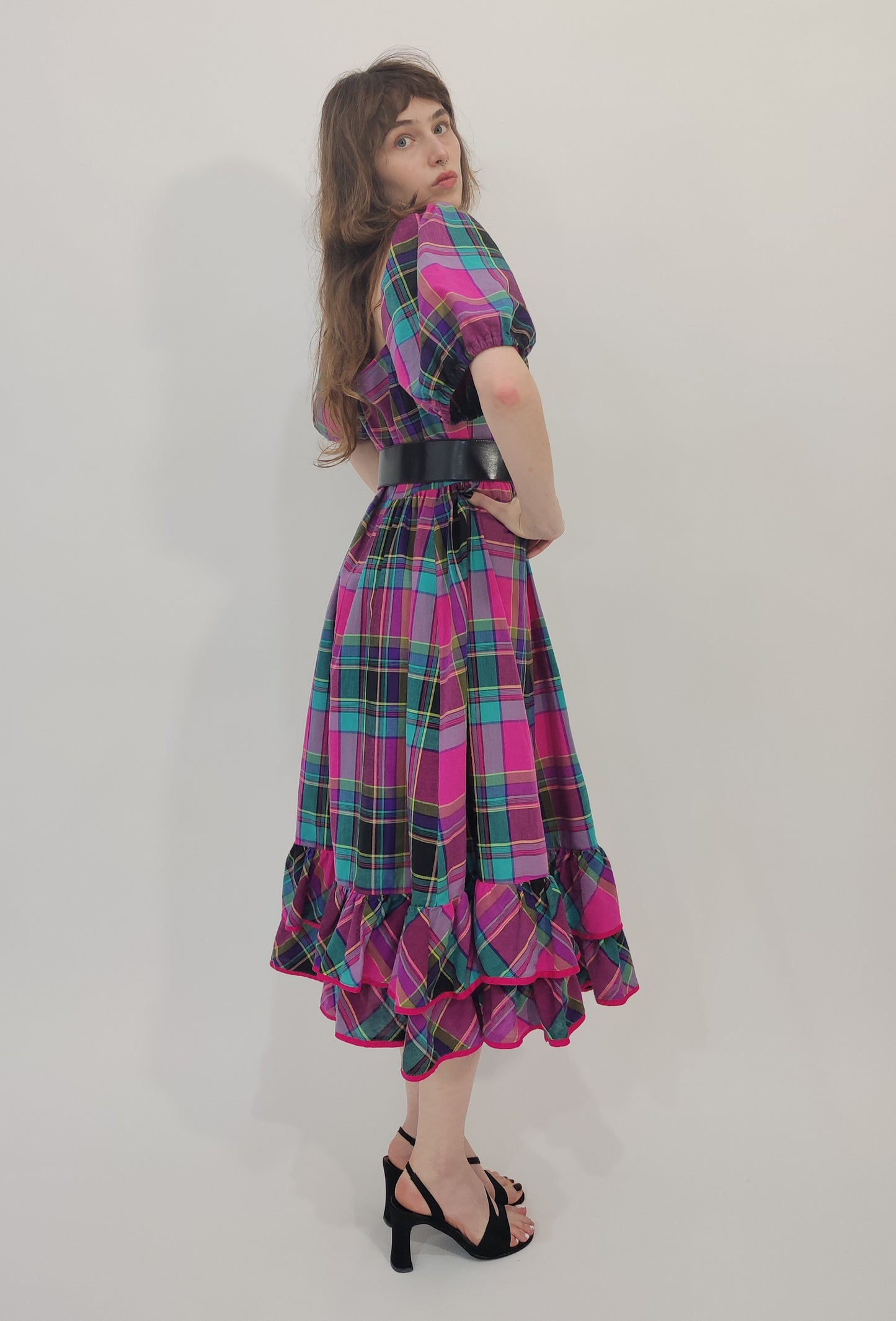 '80s Vintage Tailored Checkered Dress