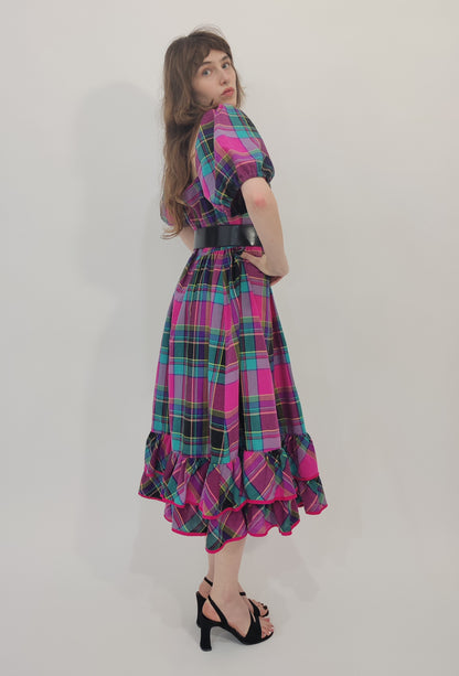 '80s Vintage Tailored Checkered Dress