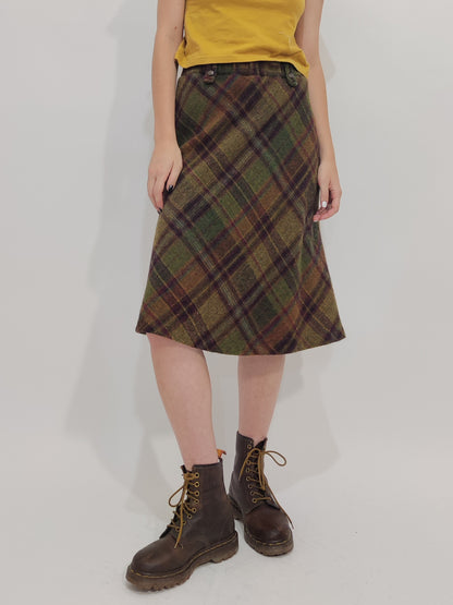 Early 2000s 100% Wool Checkered Skirt