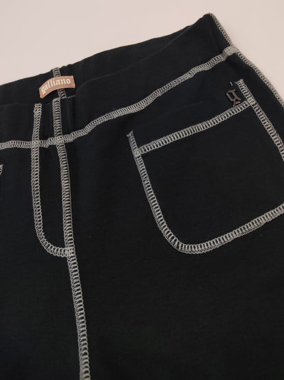 John Galliano Contrast Stitching Black Pants