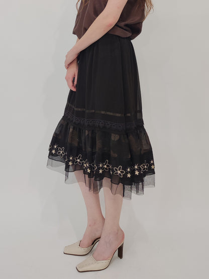 '90s Brown Mesh Skirt M/L