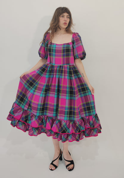 '80s Vintage Tailored Checkered Dress
