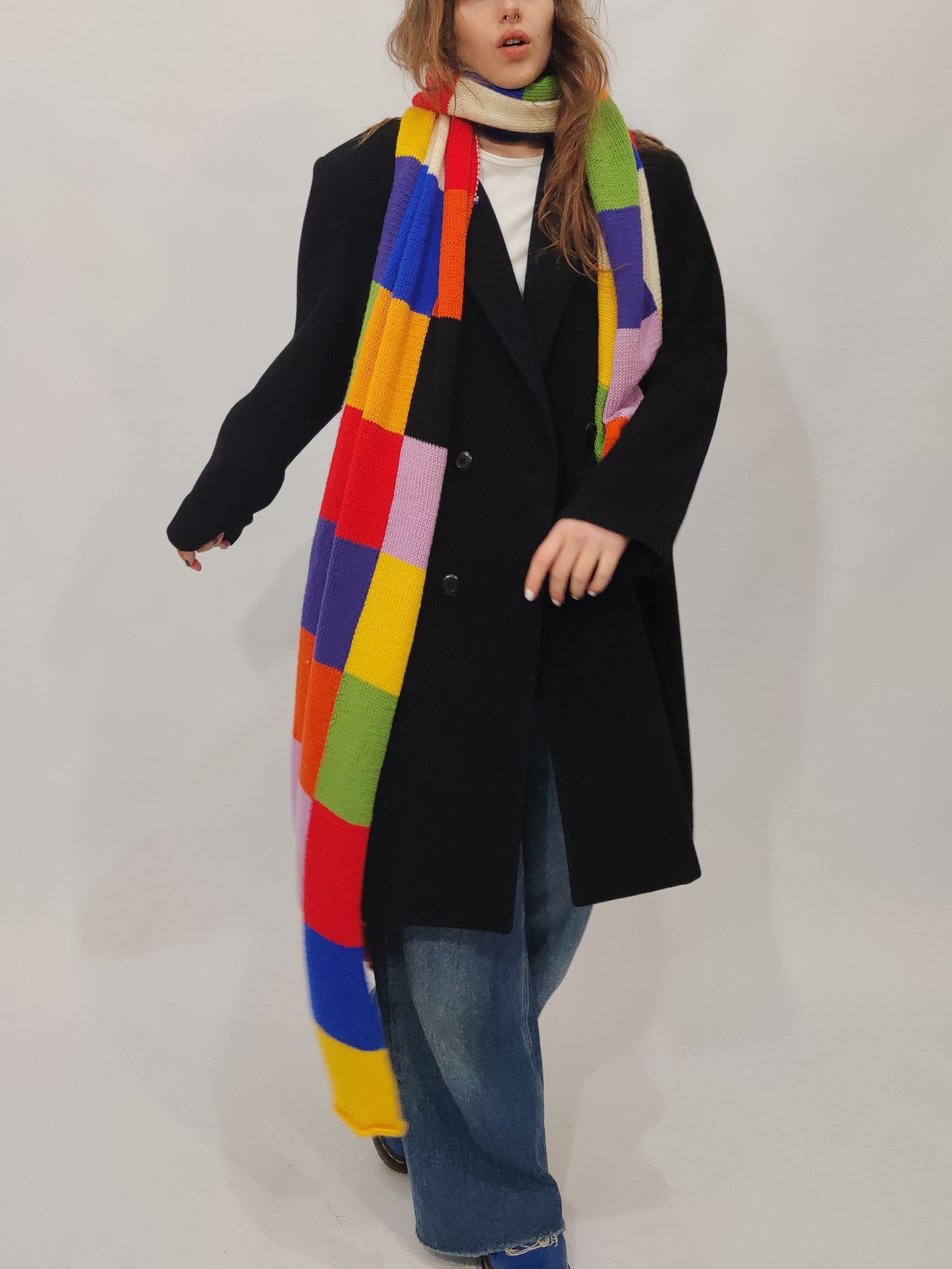 Late '70s Color Block Long Scarf