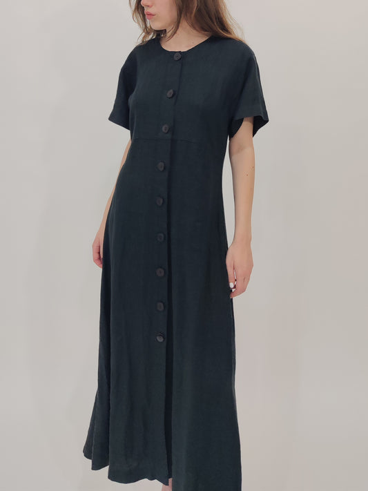 '90s Vintage 100% Linen Button Dress