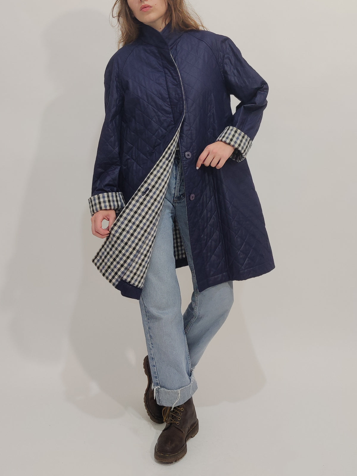 Vintage Navy Matelassé Trench
