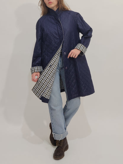 Vintage Navy Matelassé Trench