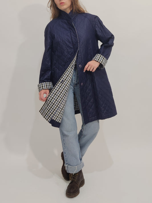 Vintage Navy Matelassé Trench