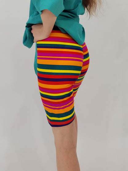 Vintage Biker Shorts - Striped