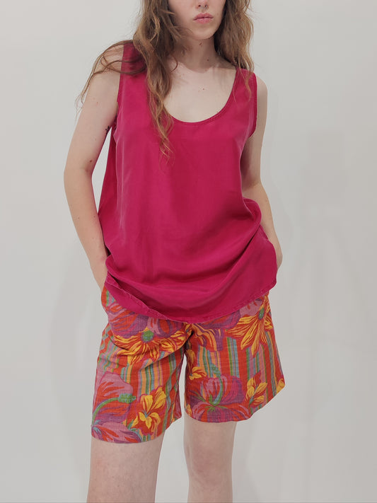 Vintage 100% Silk Top - Red