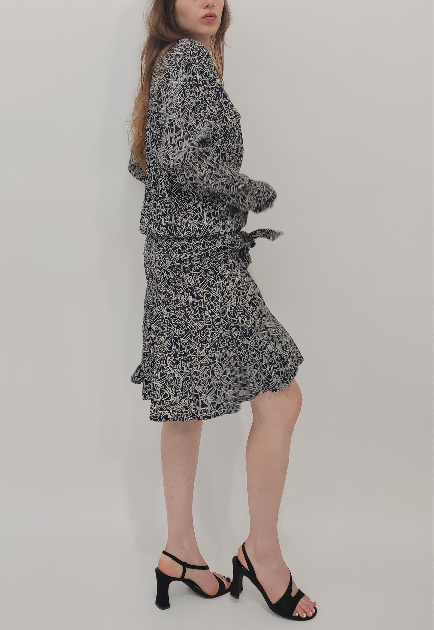 '80s Liz Clairborne Drop Waist Abstract Print Dress - DEF.