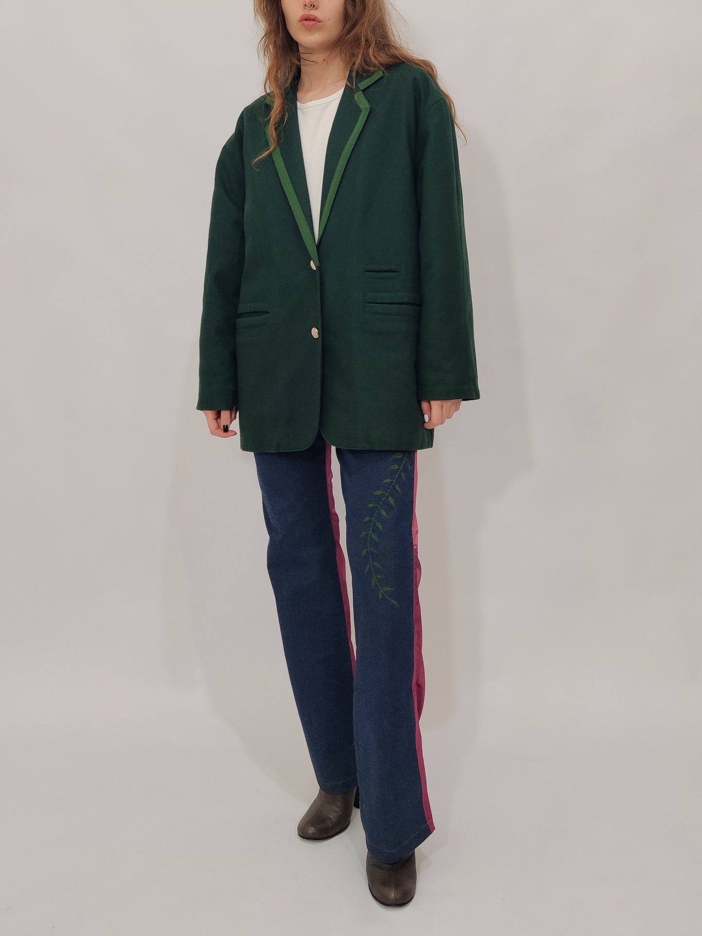 Green Wool Quilted Blazer