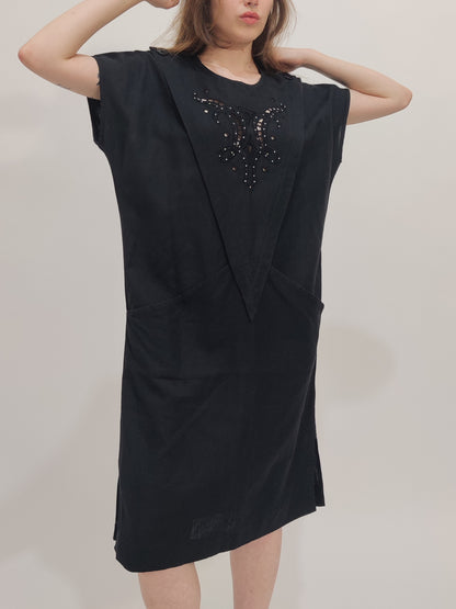 Geometric Panel Oversized Dress, Linen and Cotton
